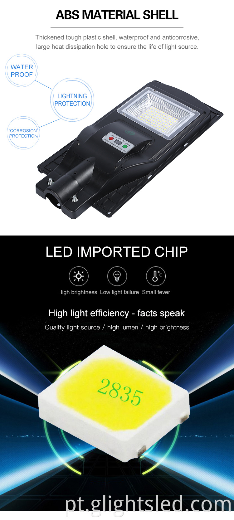 IP66 Controle remoto à prova d'água IP66 ABS integrados tudo em um 40 80 W Solar LED Street Lamp